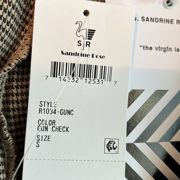 Free People x Sandrine Rose Academia Houndstooth Gun Check Print Pants Size S - Picture 9 of 10